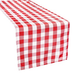 Table Runner- Gingham Polyester (Red)