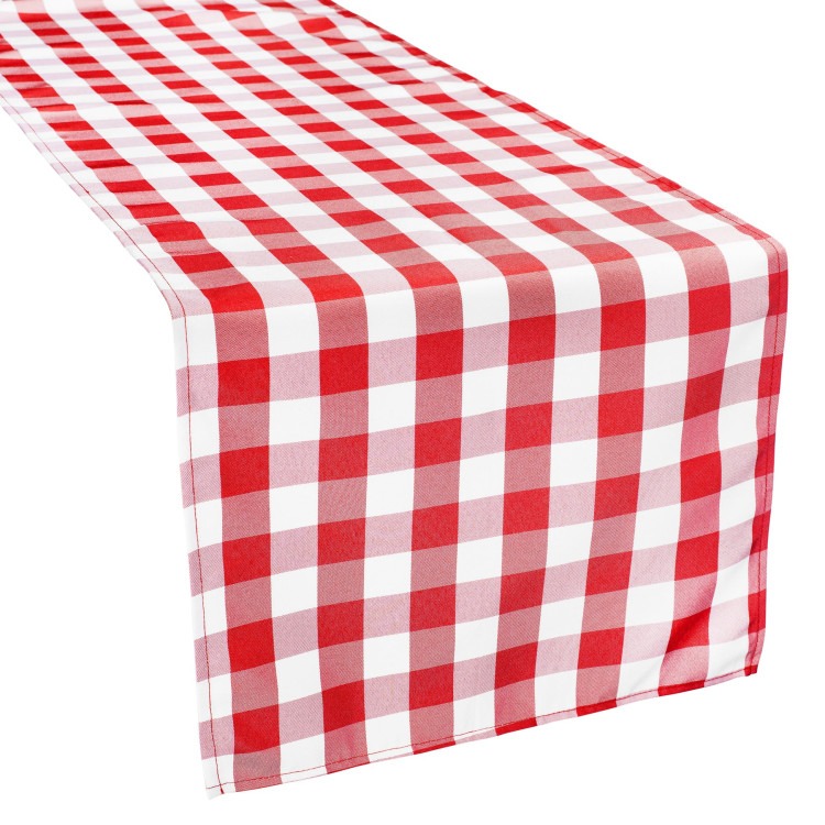 Table Runner- Gingham Polyester (Red)